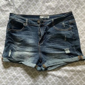 Women’s Blue Distressed Jean Shorts Size 15